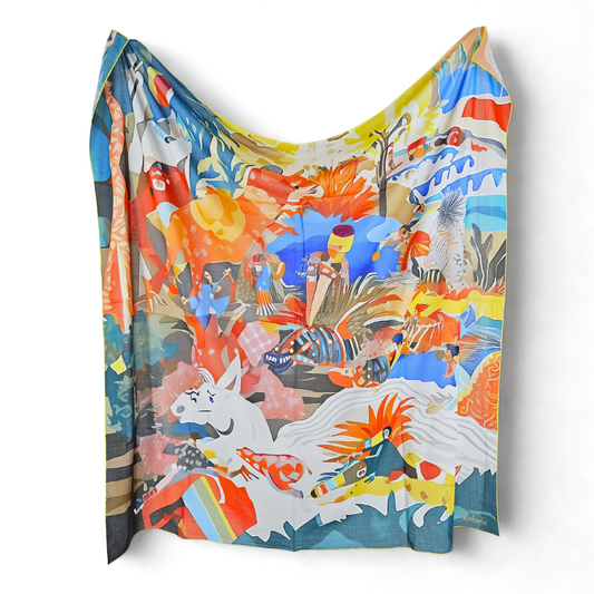 PALM WHISPER   -   135x135 cm pamuklu pareo/şal